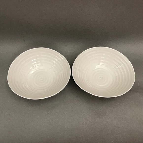 Sophie Conran Portmeirion White Soup Cereal Bowls Ribbed Lot of 2 - Picture 2 of 7